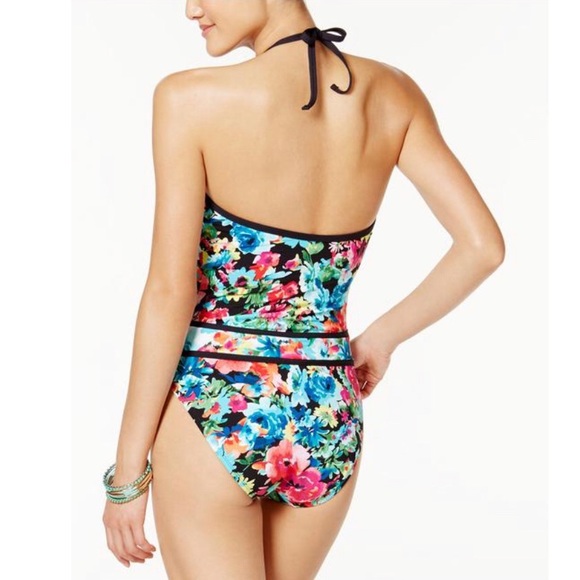 Bleu Rod Beattie Floral-Print Plunging  Swimsuit S - Picture 2 of 3
